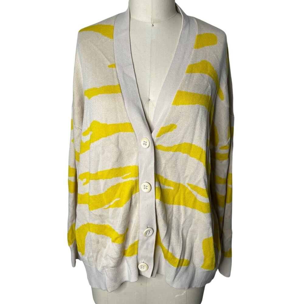 Cabi Roar Cardigan #5836 Yellow Ivory Zebra Size Small